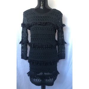 Volcom Boho Black Crochet Long Sleeve Dress